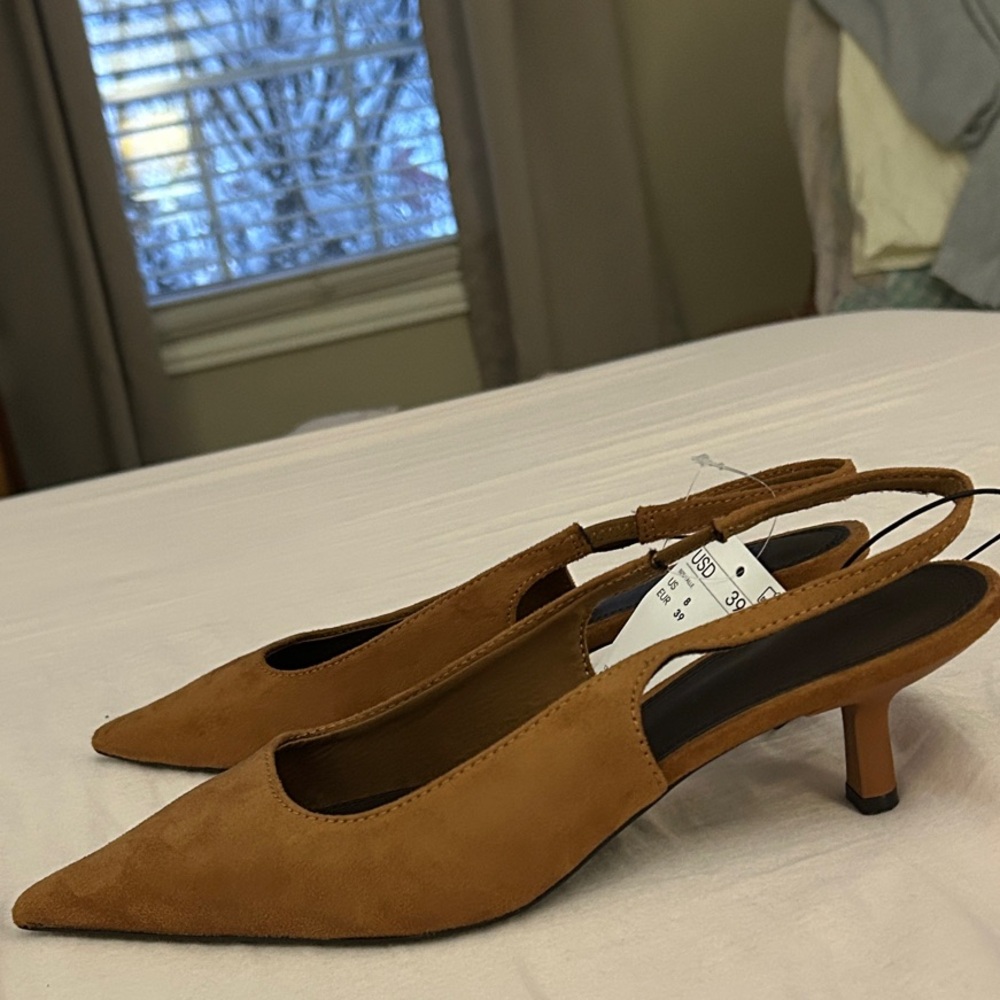 H&M suede slingback kitten heels